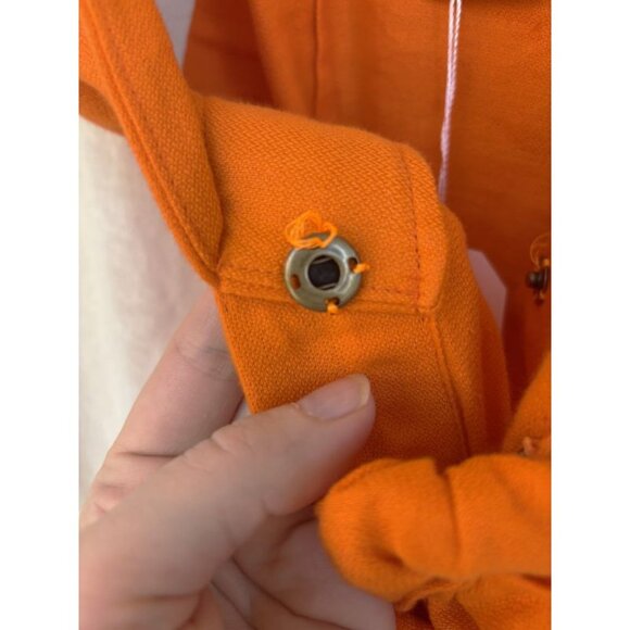 Just Bee Queen Tulum Dress Tangerine Orange Linen Size Small Asymmetrical Ruched - Picture 4 of 10